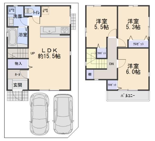 Floor plan. 29.5 million yen, 3LDK, Land area 73.48 sq m , Building area 77.83 sq m