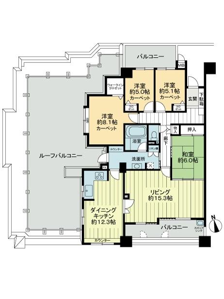Floor plan. 4LDK, Price 34,800,000 yen, Footprint 115.46 sq m , Balcony area 19.23 sq m