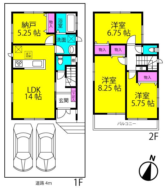 Floor plan. 30,900,000 yen, 3LDK + S (storeroom), Land area 100.04 sq m , Building area 92.75 sq m