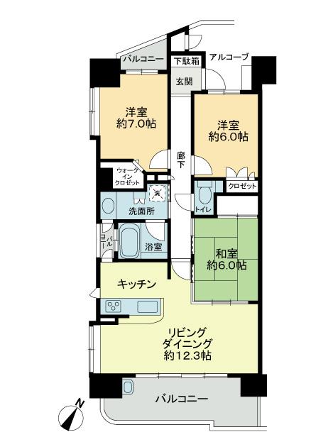 Floor plan. 3LDK, Price 29,800,000 yen, Occupied area 80.98 sq m , Balcony area 15.92 sq m floor plan