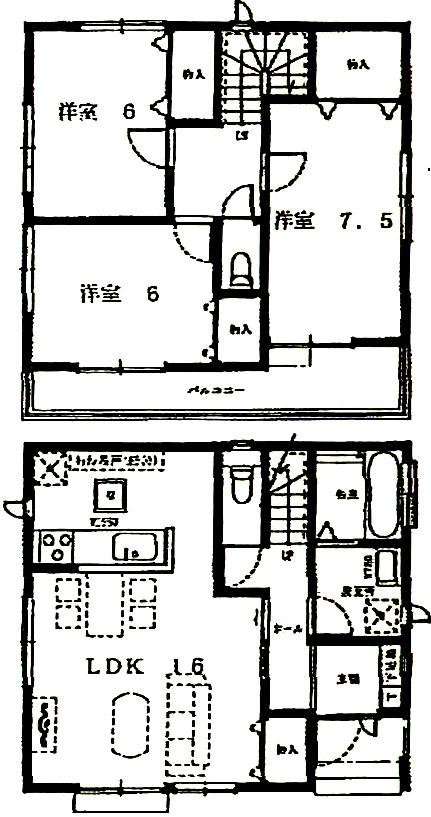Floor plan. (1 Building), Price 25,800,000 yen, 3LDK, Land area 129.07 sq m , Building area 89.03 sq m