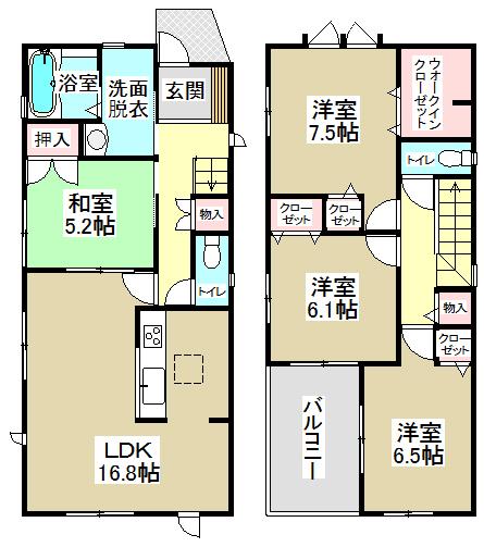 Floor plan. 24,800,000 yen, 4LDK, Land area 134.61 sq m , Building area 102.47 sq m