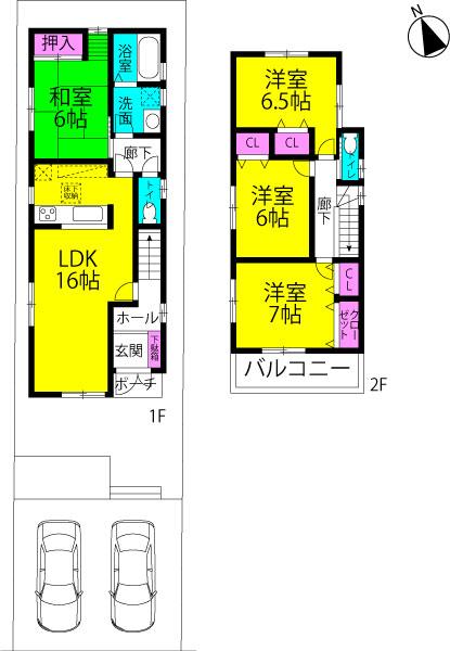 Floor plan. 27,800,000 yen, 4LDK, Land area 131.11 sq m , Building area 99.23 sq m