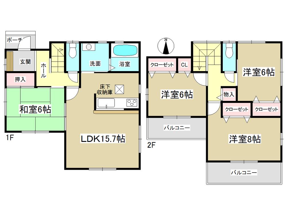 Floor plan. (1 Building), Price 30,800,000 yen, 4LDK, Land area 125.34 sq m , Building area 98.82 sq m