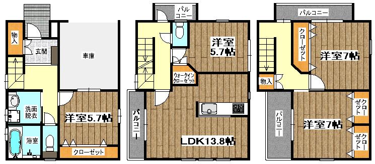 Floor plan. (A Building), Price 27,800,000 yen, 4LDK, Land area 78.97 sq m , Building area 119.67 sq m