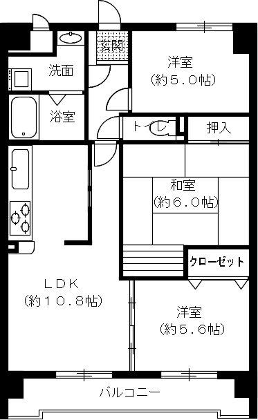 Floor plan. 3LDK, Price 12.9 million yen, Occupied area 63.05 sq m , Balcony area 9.37 sq m
