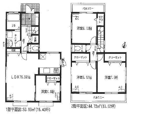 Floor plan. (3 Building), Price 31,800,000 yen, 4LDK, Land area 148.05 sq m , Building area 95.65 sq m