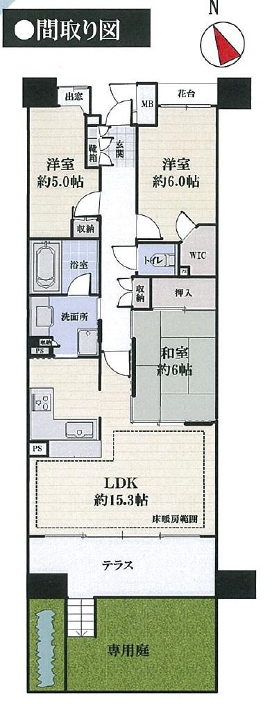 Floor plan. 3LDK, Price 18,800,000 yen, Occupied area 72.39 sq m