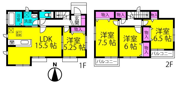 Floor plan. 26,800,000 yen, 4LDK, Land area 121.77 sq m , Building area 96.9 sq m