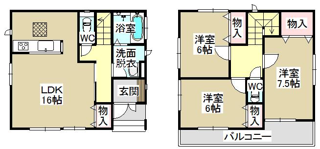 Floor plan. 25,800,000 yen, 3LDK, Land area 128.43 sq m , Building area 89.03 sq m