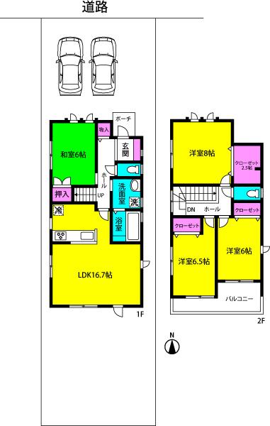 Floor plan. 26,800,000 yen, 4LDK, Land area 158.83 sq m , Building area 102.87 sq m