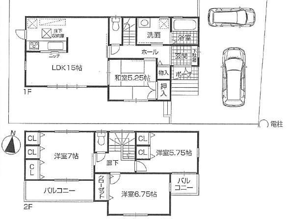 Floor plan. (No. 2 locations), Price 27,800,000 yen, 4LDK, Land area 137.71 sq m , Building area 98.82 sq m