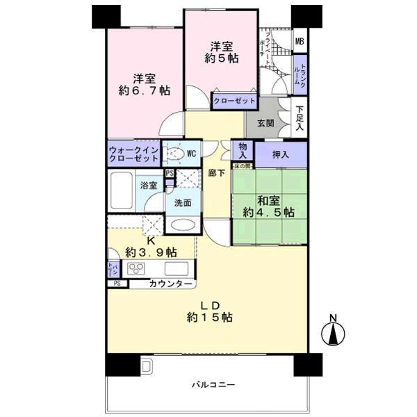 Floor plan. 3LDK, Price 22 million yen, Occupied area 78.85 sq m , Balcony area 14.2 sq m