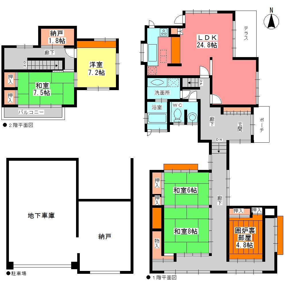 Floor plan. 38 million yen, 5LDK + S (storeroom), Land area 381 sq m , Building area 227.34 sq m