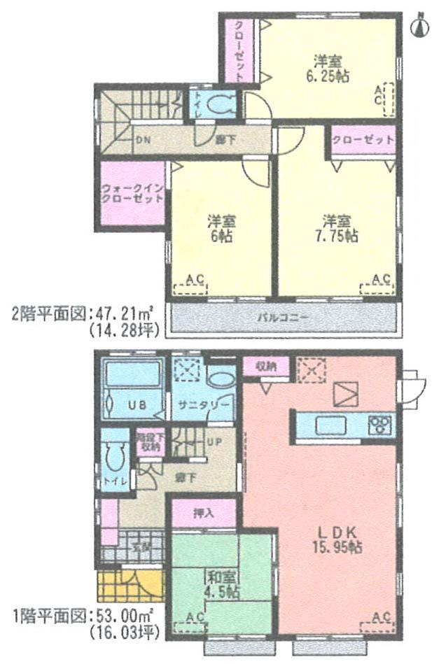 Floor plan. (Phase 1 1 Building), Price 36,800,000 yen, 4LDK, Land area 134.02 sq m , Building area 100.21 sq m