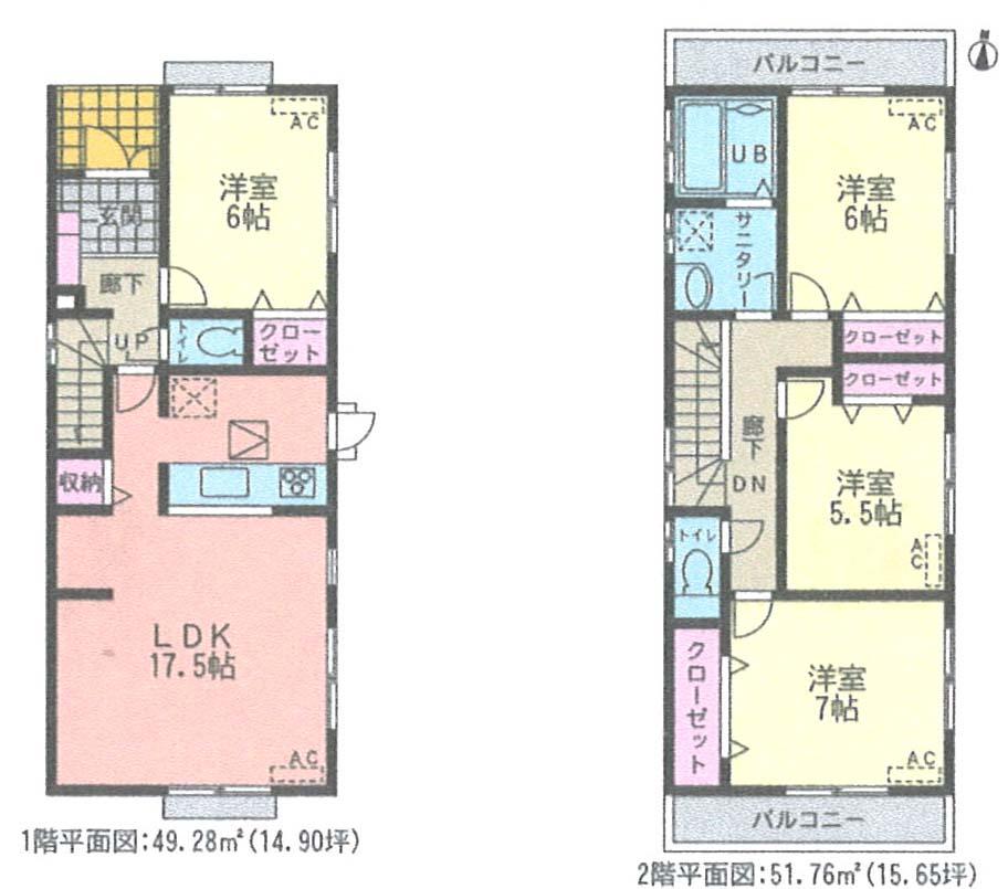 Floor plan. (Phase 2 1 Building), Price 36,800,000 yen, 4LDK, Land area 184.03 sq m , Building area 101.04 sq m