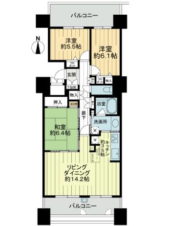 Floor plan. 3LDK, Price 22,800,000 yen, Occupied area 81.69 sq m , Balcony area 24.2 sq m