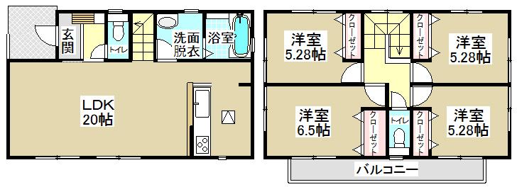 Floor plan. 27,800,000 yen, 4LDK, Land area 126.34 sq m , Building area 96.67 sq m