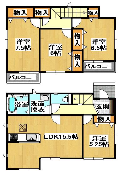 Floor plan. 26,800,000 yen, 4LDK, Land area 121.77 sq m , Building area 96.9 sq m