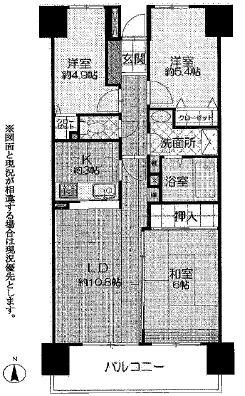 Floor plan. 3LDK, Price 12.8 million yen, Footprint 68.2 sq m , Balcony area 9.57 sq m