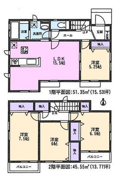 Floor plan. 26,800,000 yen, 4LDK, Land area 121.77 sq m , Building area 96.9 sq m