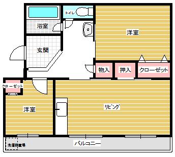 Floor plan. 2LDK, Price 6.5 million yen, Occupied area 48.98 sq m