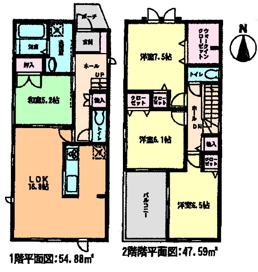 Floor plan. (1 Building), Price 24,800,000 yen, 4LDK, Land area 134.61 sq m , Building area 102.47 sq m