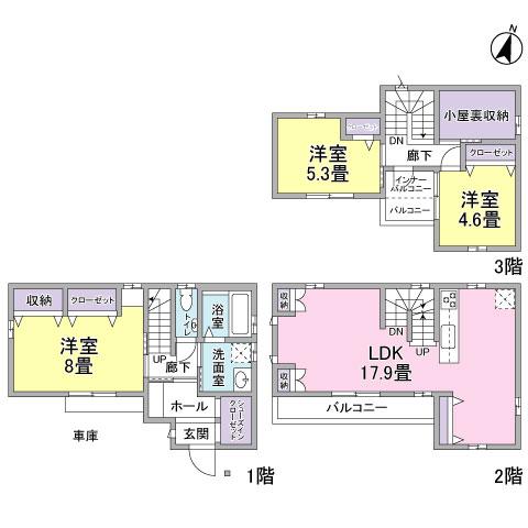 Building plan example (floor plan). Building plan example Building price 1,240 yen (for a separate outside 構費, Ground survey costs, etc.) Building area 95.24 sq m