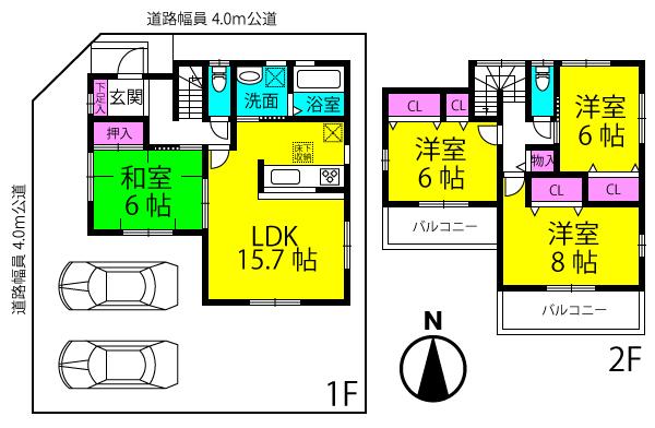 Floor plan. 30,800,000 yen, 4LDK, Land area 125.34 sq m , Building area 98.82 sq m