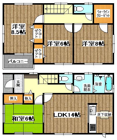 Floor plan. 27,800,000 yen, 4LDK, Land area 125.67 sq m , Building area 105.17 sq m
