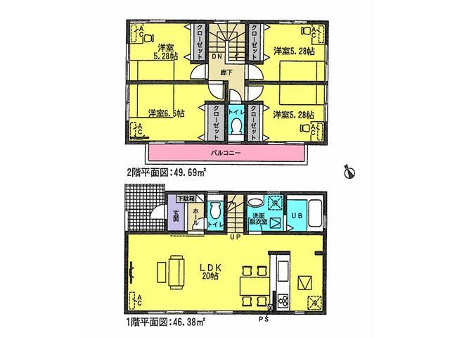 Floor plan. 27,800,000 yen, 4LDK, Land area 126.34 sq m , Building area 96.67 sq m floor plan