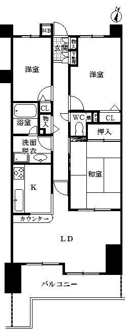Floor plan. 3LDK, Price 14.9 million yen, Occupied area 70.97 sq m , Balcony area 10.74 sq m