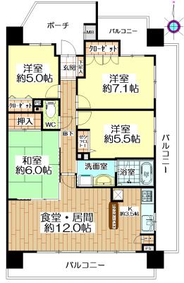 Floor plan. 4LDK, Price 23.8 million yen, Occupied area 82.46 sq m , Balcony area 30.34 sq m