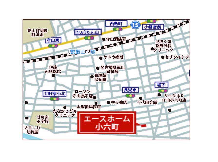Access view. Arriving in the car, please enter "Nagoya City Moriyama-ku Koroku-cho, near the 13".