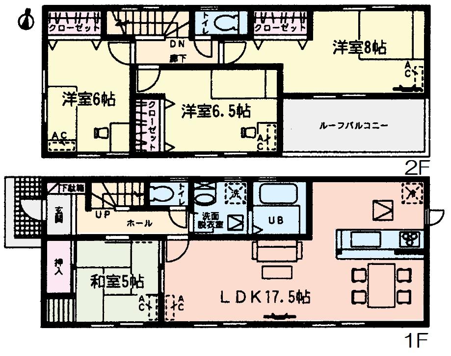 Floor plan. (1 Building), Price 33,800,000 yen, 4LDK, Land area 199.09 sq m , Building area 99.38 sq m