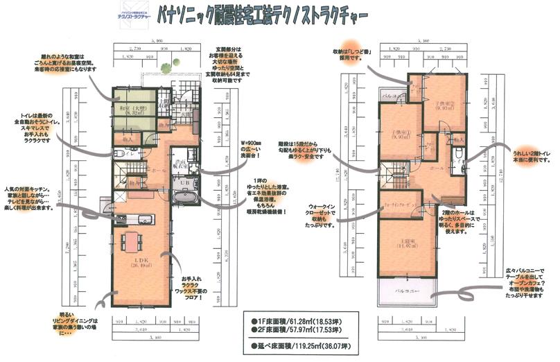 Floor plan. 39,800,000 yen, 4LDK + S (storeroom), Land area 163.35 sq m , Building area 119.25 sq m