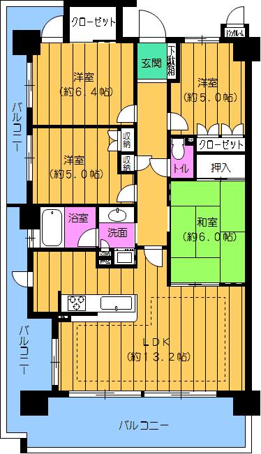 Floor plan. 4LDK, Price 24,900,000 yen, Footprint 85.4 sq m , Balcony area 31.04 sq m