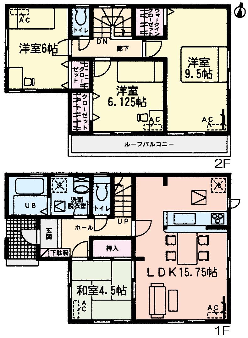 Floor plan. (Building 2), Price 31,900,000 yen, 4LDK, Land area 199.08 sq m , Building area 98.14 sq m