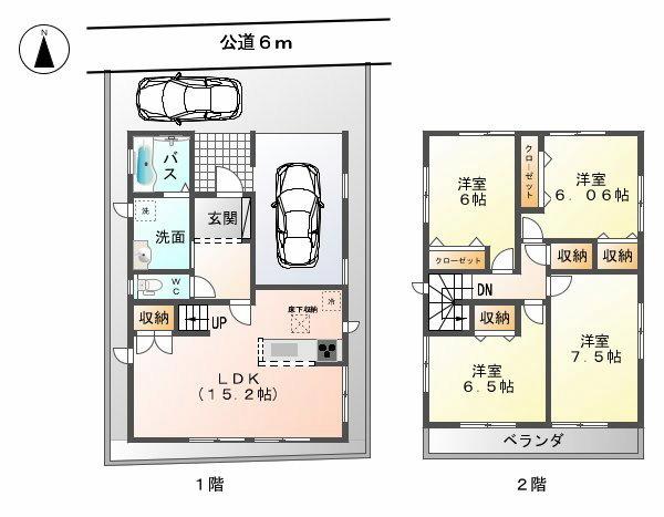 Floor plan. (1 Building), Price 29,800,000 yen, 4LDK, Land area 105.08 sq m , Building area 109.73 sq m