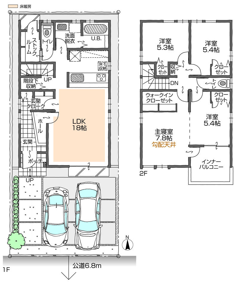 Floor plan. (D Building), Price 34,400,000 yen, 4LDK+3S, Land area 114.95 sq m , Building area 106.85 sq m