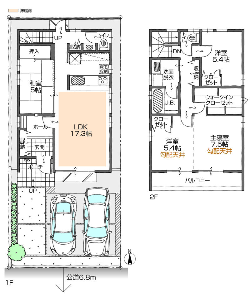 Floor plan. (F Building), Price 32,900,000 yen, 4LDK+S, Land area 114.95 sq m , Building area 105.59 sq m