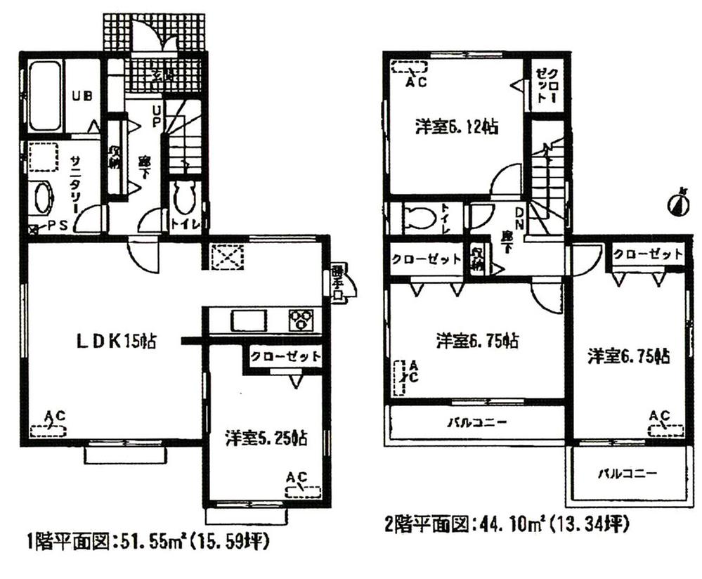 Floor plan. (1 Building), Price 31,800,000 yen, 4LDK, Land area 148.04 sq m , Building area 95.65 sq m