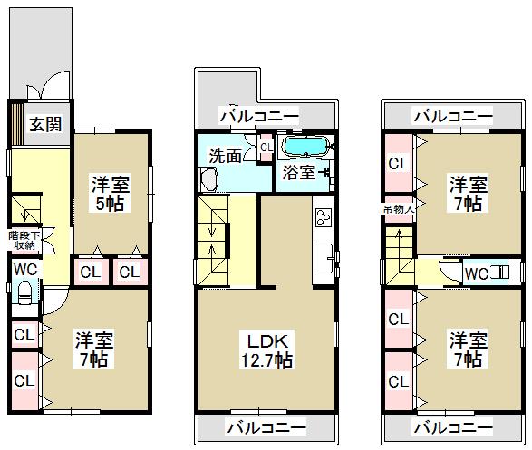 Floor plan. (A Building), Price 27.5 million yen, 4LDK, Land area 108.55 sq m , Building area 102.28 sq m