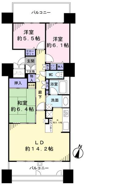 Floor plan. 3LDK, Price 22,800,000 yen, Occupied area 81.69 sq m , Balcony area 24.2 sq m