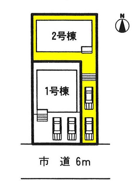 Floor plan. The property is 2 Building. You can park two cars! Contact surface to the south road