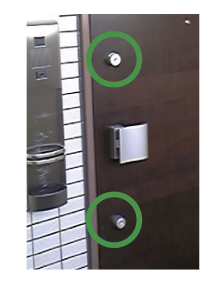 Security.  [Double Rock] To the entrance door, Adopt a double lock for locking in two, upper and lower. Difficult to illegally be opened in an attempt to unlock, It takes time / Conceptual diagram