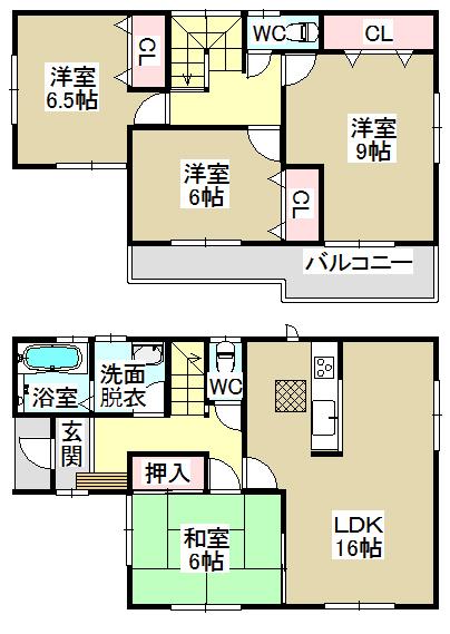 Floor plan. (1 Building), Price 27,800,000 yen, 4LDK, Land area 124.33 sq m , Building area 104.34 sq m