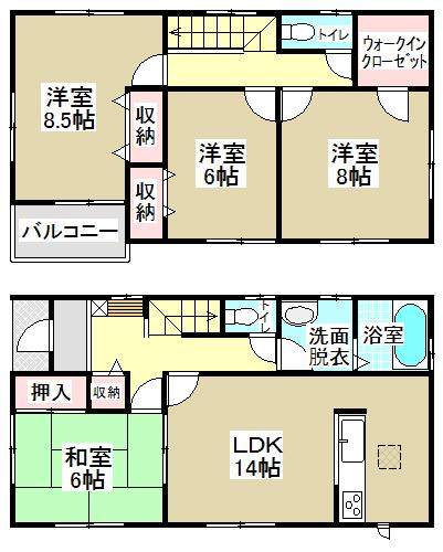 Floor plan. (Building 2), Price 27,800,000 yen, 4LDK, Land area 125.67 sq m , Building area 105.17 sq m