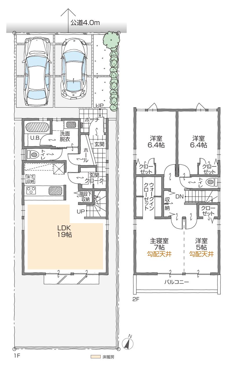 Floor plan. (F Building), Price 37,700,000 yen, 4LDK+2S, Land area 138.37 sq m , Building area 110.94 sq m