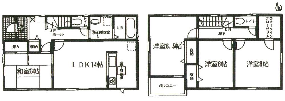 Floor plan. (Building 2), Price 27,800,000 yen, 4LDK, Land area 125.67 sq m , Building area 105.17 sq m